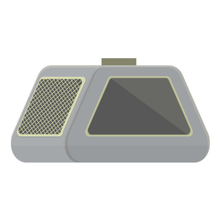 Gray plastic pet carrier for safe and comfortable travel of cats and dogsのイラスト素材