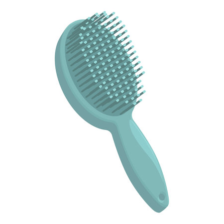Turquoise hairbrush lying isolated on white backgroundのイラスト素材