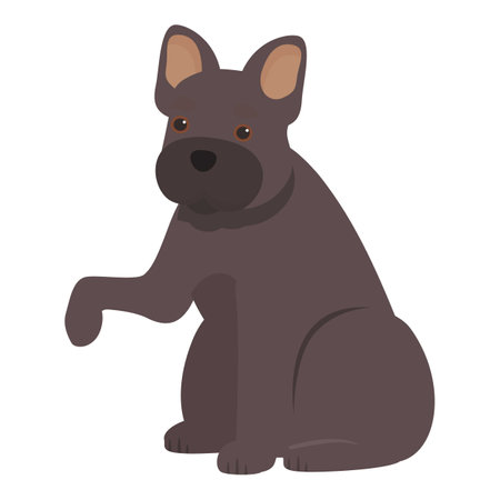 Cute french bulldog is sitting and raising its paw, showing a playful and friendly attitudeのイラスト素材