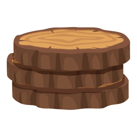Stack of tree slices showing annual rings, wood texture, lumber industry conceptのイラスト素材