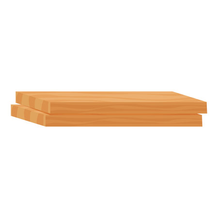 Two wooden planks are stacked, creating a simple and empty shelfのイラスト素材