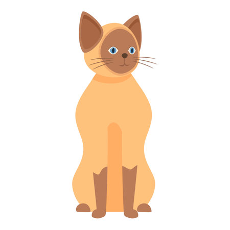 Siamese cat sitting and resting calmly illustrationのイラスト素材