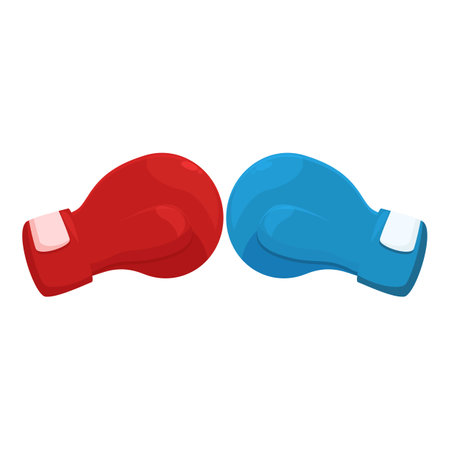 Two boxing gloves facing each other, one red and one blue, symbolizing competition and rivalryのイラスト素材