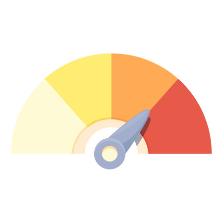 Colorful credit score gauge with arrow pointing increasing risk levelのイラスト素材