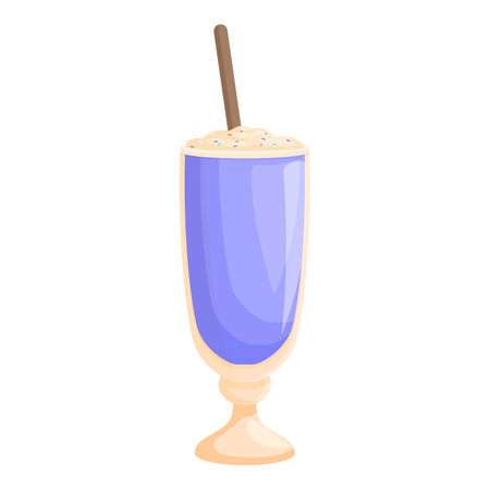 Tall glass of refreshing purple milkshake with whipped cream and sprinkles is waiting for youのイラスト素材