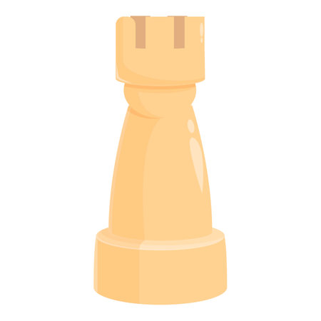 Classic style white rook chess piece standing on a white backgroundのイラスト素材