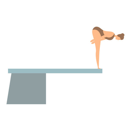 Young woman diver is preparing to jump from the springboardのイラスト素材