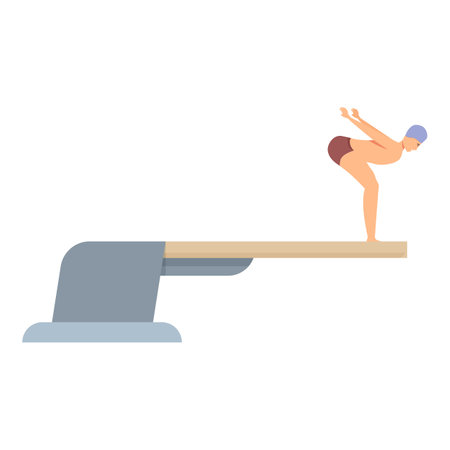 Professional swimmer is preparing to jump into the water from a springboardのイラスト素材
