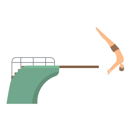 Male athlete performing a graceful dive from a springboardのイラスト素材