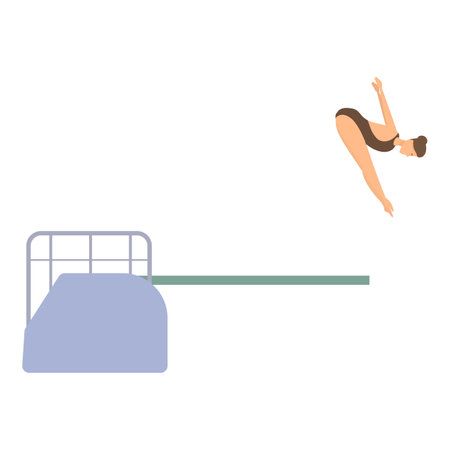 Young woman diving from the springboard in a swimming poolのイラスト素材