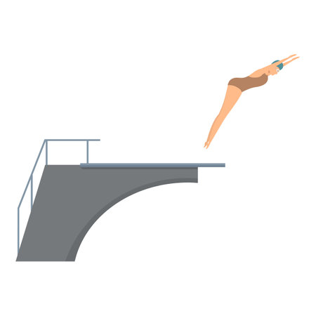 Professional swimmer is gracefully diving from a springboard into the pool, showcasing the beauty and athleticism of aquatic sportsのイラスト素材