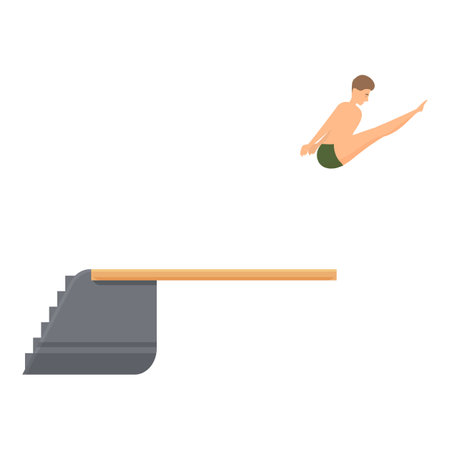 Male athlete is performing a graceful jump from a springboardのイラスト素材