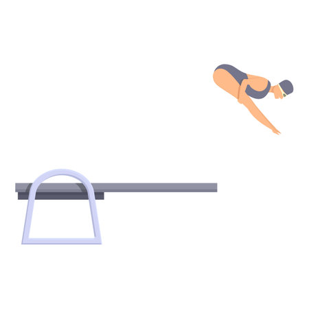 Professional swimmer jumping from a springboard during a swimming competitionのイラスト素材