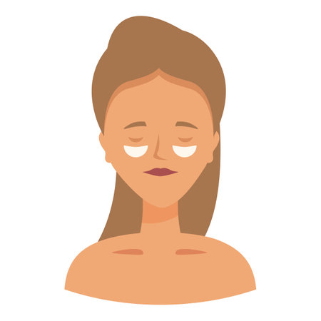 Woman enjoying a skincare treatment with under eye patches, promoting relaxation and beautyのイラスト素材