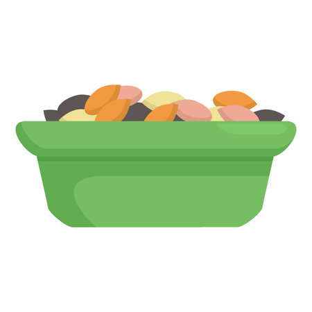 Green bowl full of potato salad made with potatoes, mayonnaise, and other fresh ingredientsのイラスト素材