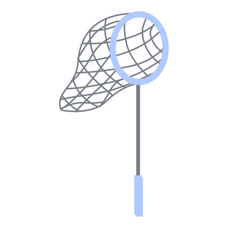 Fishing net with handle standing up, waiting to be used for fishingのイラスト素材
