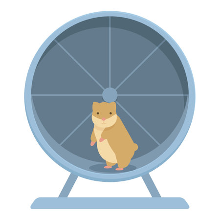 Cute hamster is standing in its hamster wheelのイラスト素材