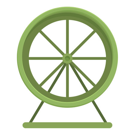 Green hamster wheel standing on metal legs for supporting running activity of small petsのイラスト素材