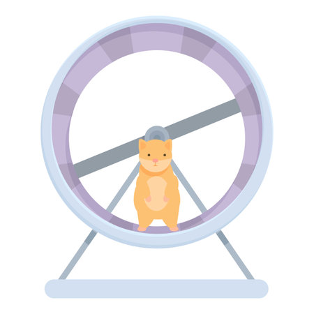 Cute hamster is standing inside a spinning wheel, enjoying its daily exerciseのイラスト素材