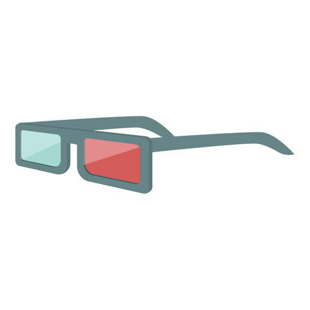 Side view of 3d glasses with one red lens and one cyan lens, creating the illusion of depthのイラスト素材