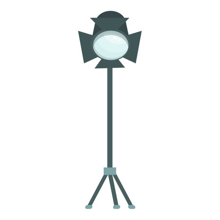 Studio spotlight standing on tripod illuminating the set for a photoshoot or video shootのイラスト素材