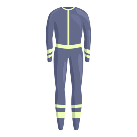 Fireman uniform with reflective stripes standing upright icon cartoon styleのイラスト素材