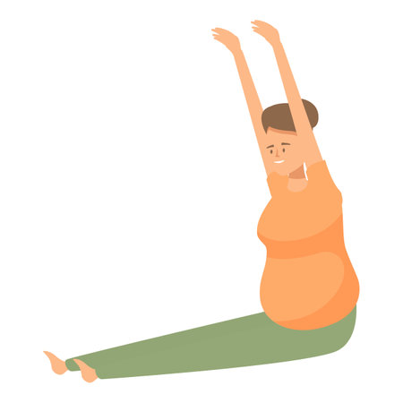 Pregnant woman sitting and stretching her arms, doing fitness exercisesのイラスト素材
