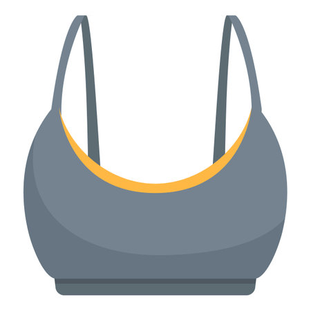 This gray sports bra with yellow trim is perfect for women working outのイラスト素材