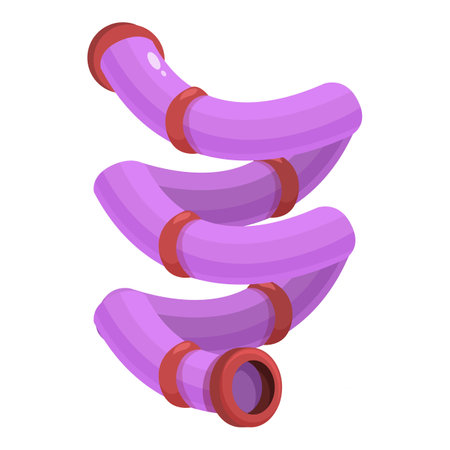 Three level purple water slide going downwards, providing summer fun in aquaparkのイラスト素材