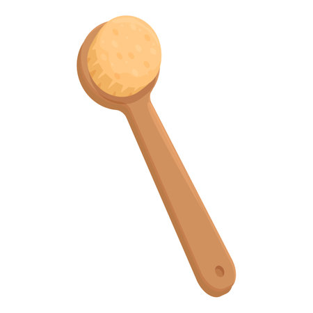 Simple wooden bath brush with a round head is lying on a white backgroundのイラスト素材