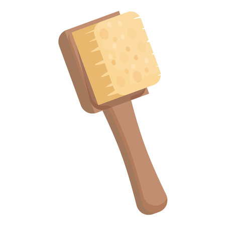 Cartoon icon of clothes brush with wooden handle and soft bristles for cleaning and removing dirtのイラスト素材