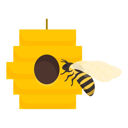 Bee is coming back to the beehive after collecting nectar to make honeyのイラスト素材