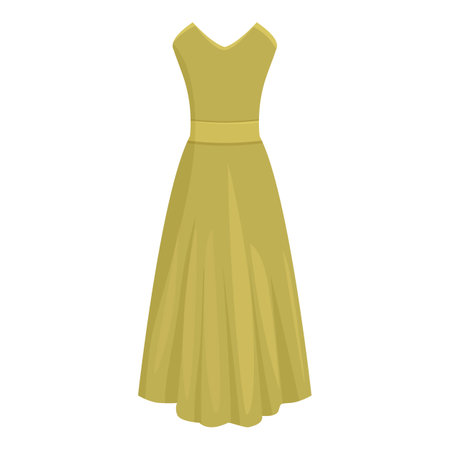 Green dress with flowing skirt and fitted bodice, perfect for a special occasionのイラスト素材
