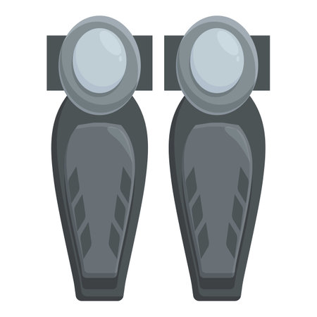Pair of grey knee pads protecting knees from injury while roller skating or skateboardingのイラスト素材