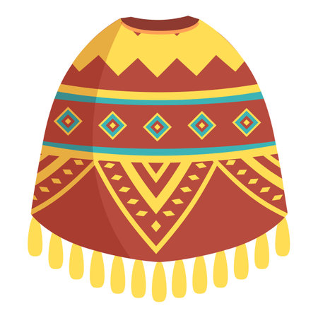Traditional mexican poncho with colorful pattern and fringes for cinco de mayo celebrationのイラスト素材