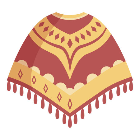 Colorful poncho with traditional south american pattern, perfect for representing travel or fashion conceptsのイラスト素材