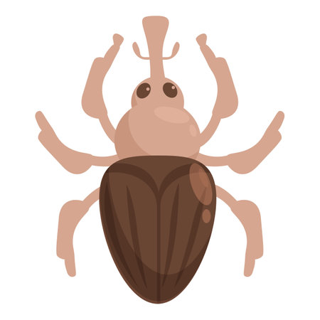 Cartoon brown beetle spreading its legs, funny insect character with big eyesのイラスト素材