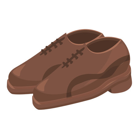 Pair of classic brown leather shoes with laces, perfect for a businessman or for a special occasionのイラスト素材