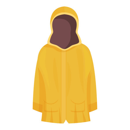 Waterproof yellow raincoat protecting from cold and rain, isolated on white backgroundのイラスト素材