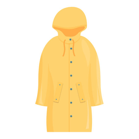 Yellow raincoat with hood protecting from cold and rain during spring seasonのイラスト素材