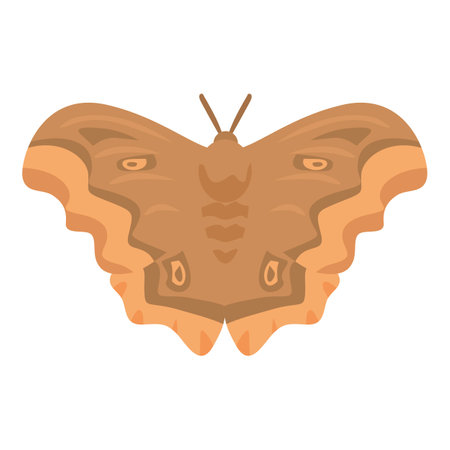 Brown butterfly with spread wings showing a beautiful symmetrical pattern, perfect for animal wildlife projectsのイラスト素材