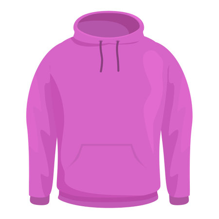 Pink hoodie with a kangaroo pocket and drawstring, offering a classic and comfortable lookのイラスト素材