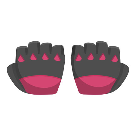 Pair of fingerless gloves with open fingers, designed for weightlifting and fitness activities, providing comfort and protection during workoutsのイラスト素材