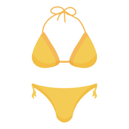 Yellow bikini waiting to be worn for a relaxing sunbathing session during summer vacationのイラスト素材