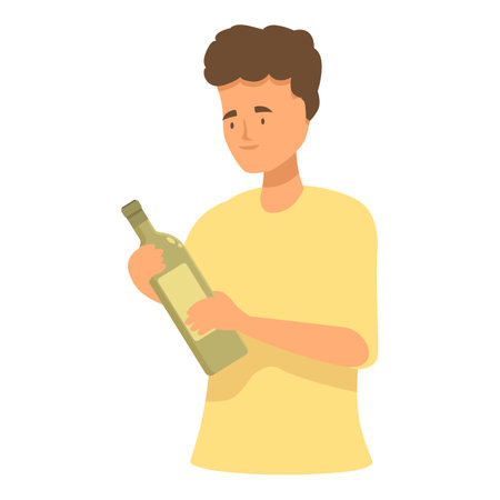 Sommelier is carefully inspecting a bottle of wineのイラスト素材
