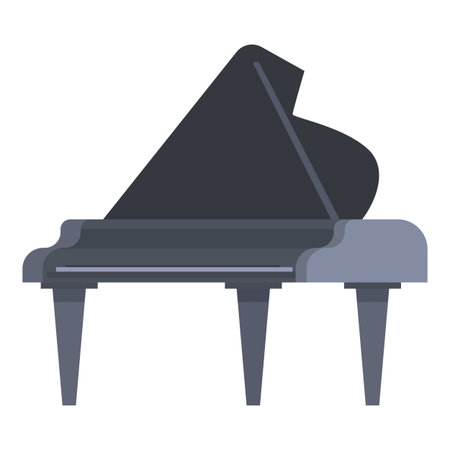 Grand piano standing with its top lid open is waiting for a pianist to play beautiful musicのイラスト素材