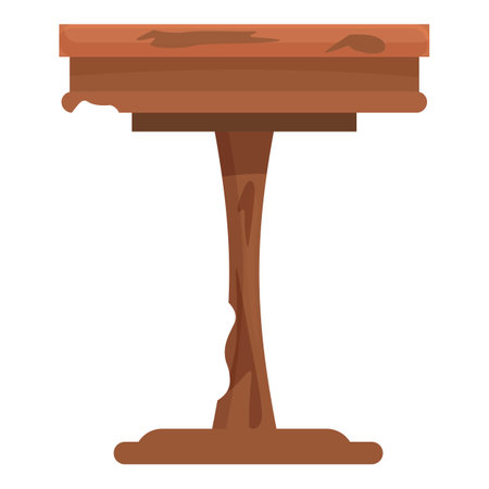 Illustration of an old wooden table with a damaged top and one leg being eaten away by termitesのイラスト素材