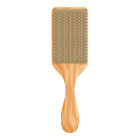 Wooden hairbrush with natural bristles lying on a white backgroundのイラスト素材