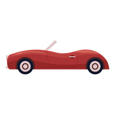 Red convertible classic sports car driving fast on a road tripのイラスト素材