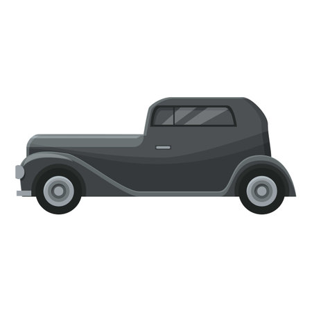 Elegant black retro car standing on white background, vintage vehicle, automobile transporting conceptのイラスト素材
